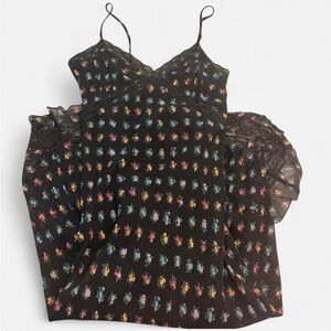 Moschino Black Camisole with Colorful Floral Design